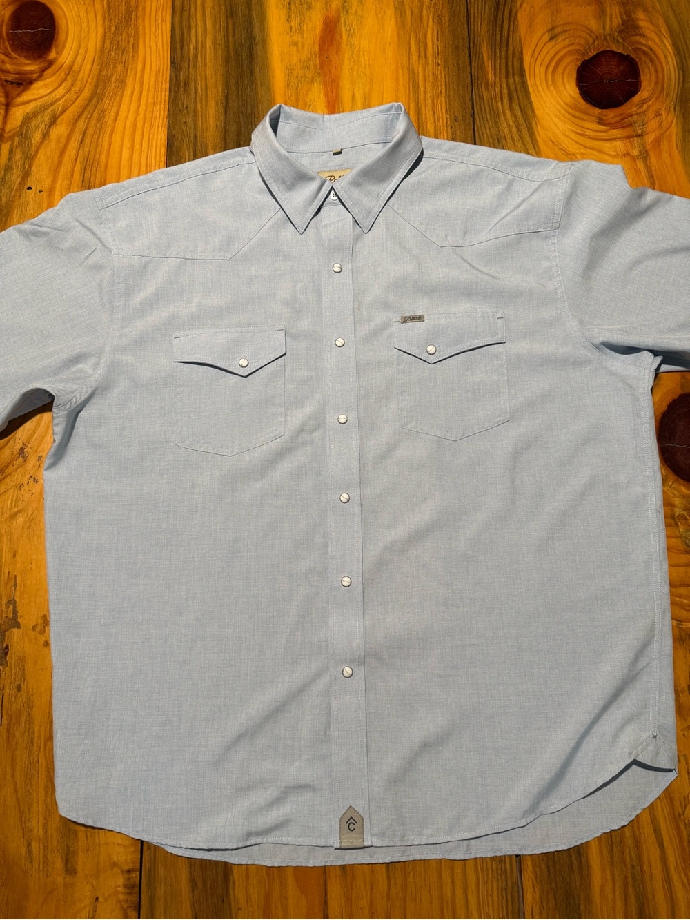 Men's Pearl Snap Western Shirt in Blue Gray Color, Short Sleeve, XL